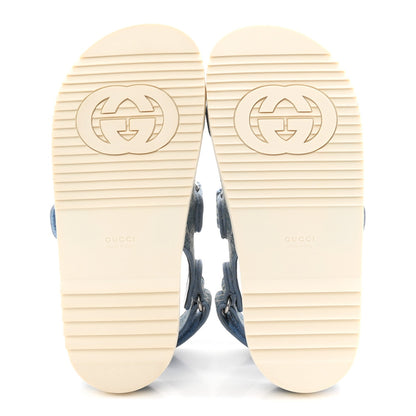New Denim Delave GG Monogram Womens Dad Sandals 37 Light Blue Avion