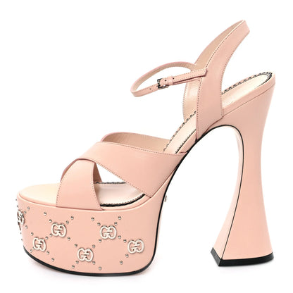 Gucci Malaga Kid Interlocking G Studs 155mm Platform Sandals 41 Perfect Pink