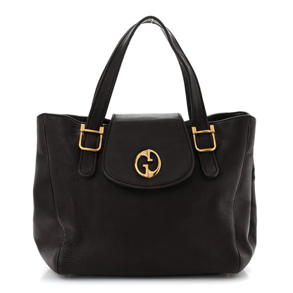 Pebbled Calfskin Medium 1973 Tote Dark Brown