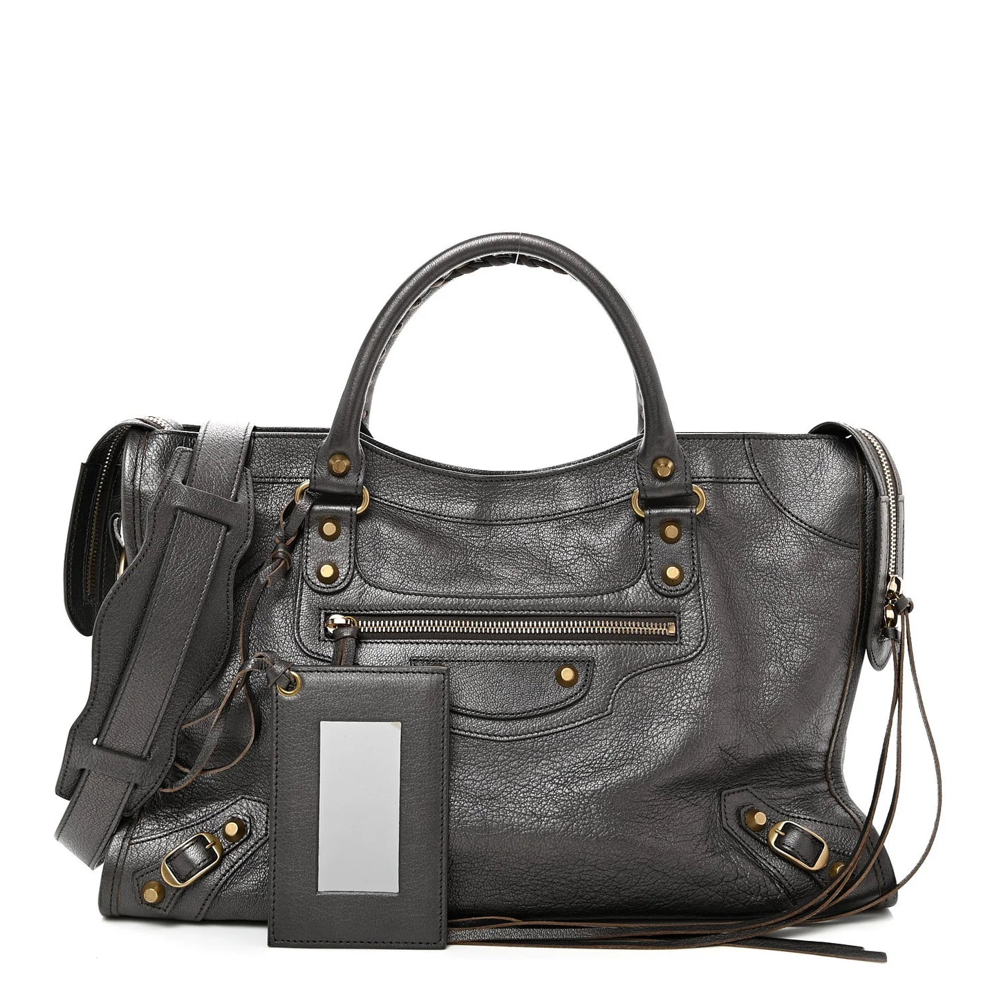 Balenciaga Pearlescent Goatskin Classic Gold Hardware City Bronze