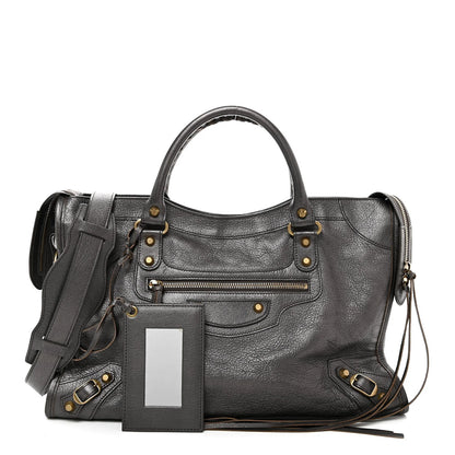 Balenciaga Pearlescent Goatskin Classic Gold Hardware City Bronze