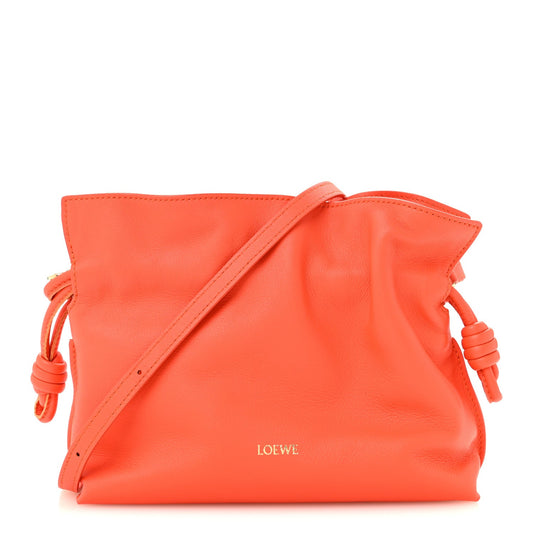 Nappa Calfskin Mini Flamenco Knot Clutch Sunrise Orange