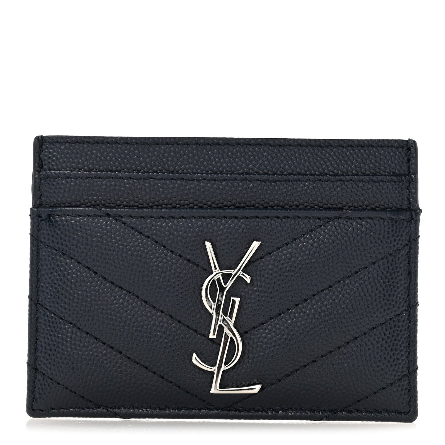 Grain De Poudre Matelasse Chevron Monogram Credit Card Case Deep Marine