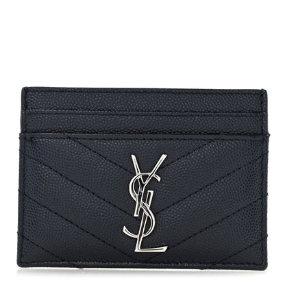 Grain De Poudre Matelasse Chevron Monogram Credit Card Case Deep Marine