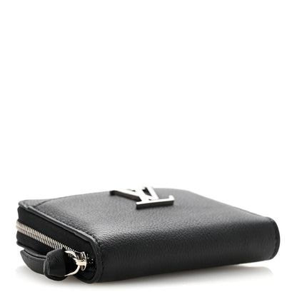 Calfskin Lockme Zippy Coin Purse Black