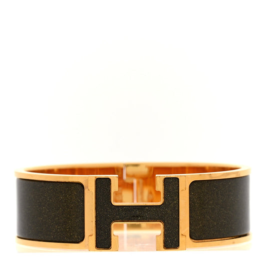 Enamel Glitter Wide Clic Clac H Bracelet GM Black Dore