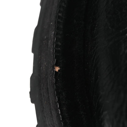 Shiny Calfskin Velvet Pearl Combat Short Boots 38 Black