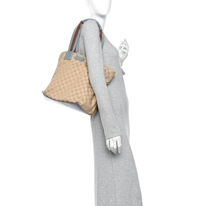 GG Monogram Large Web Handle Bucket Tote Blue