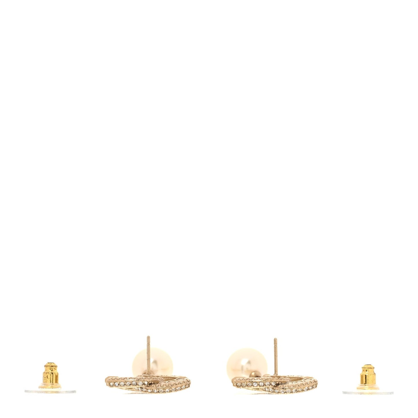 Crystal Timeless CC Pearl Drop Earrings Light Gold