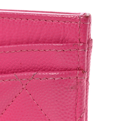 Caviar Quilted Card Holder Fuchsia