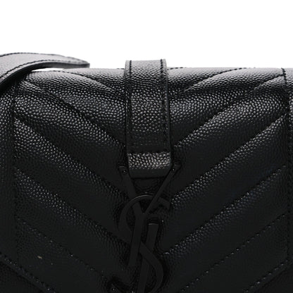 Grain De Poudre Textured Mixed Matelasse Triquilt Small Monogram Monochrome Satchel Black