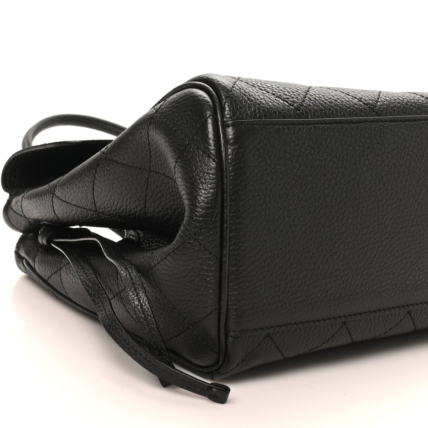 Grained Calfskin Stitched Urban Essentials Medium Shopping Bag Black
