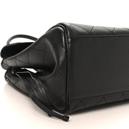 Grained Calfskin Stitched Urban Essentials Medium Shopping Bag Black