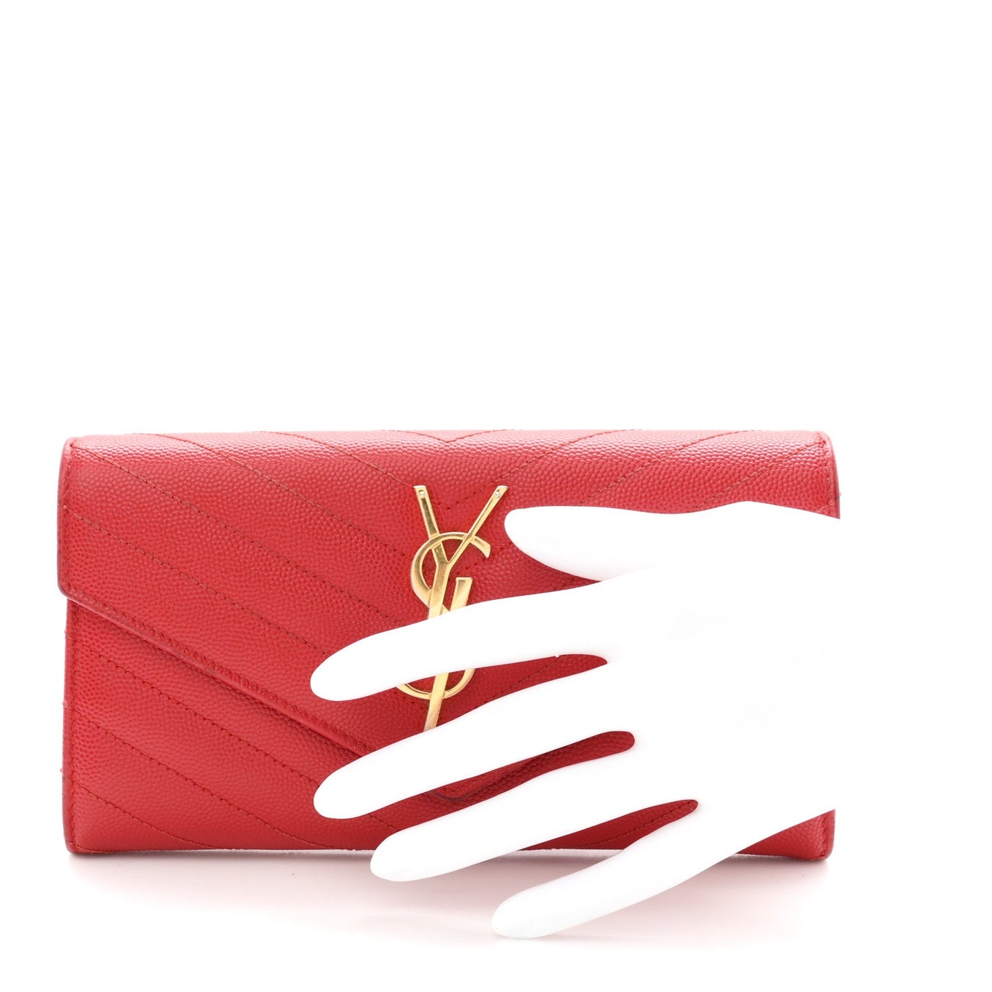 Grain De Poudre Matelasse Chevron Monogram Flap Wallet Red