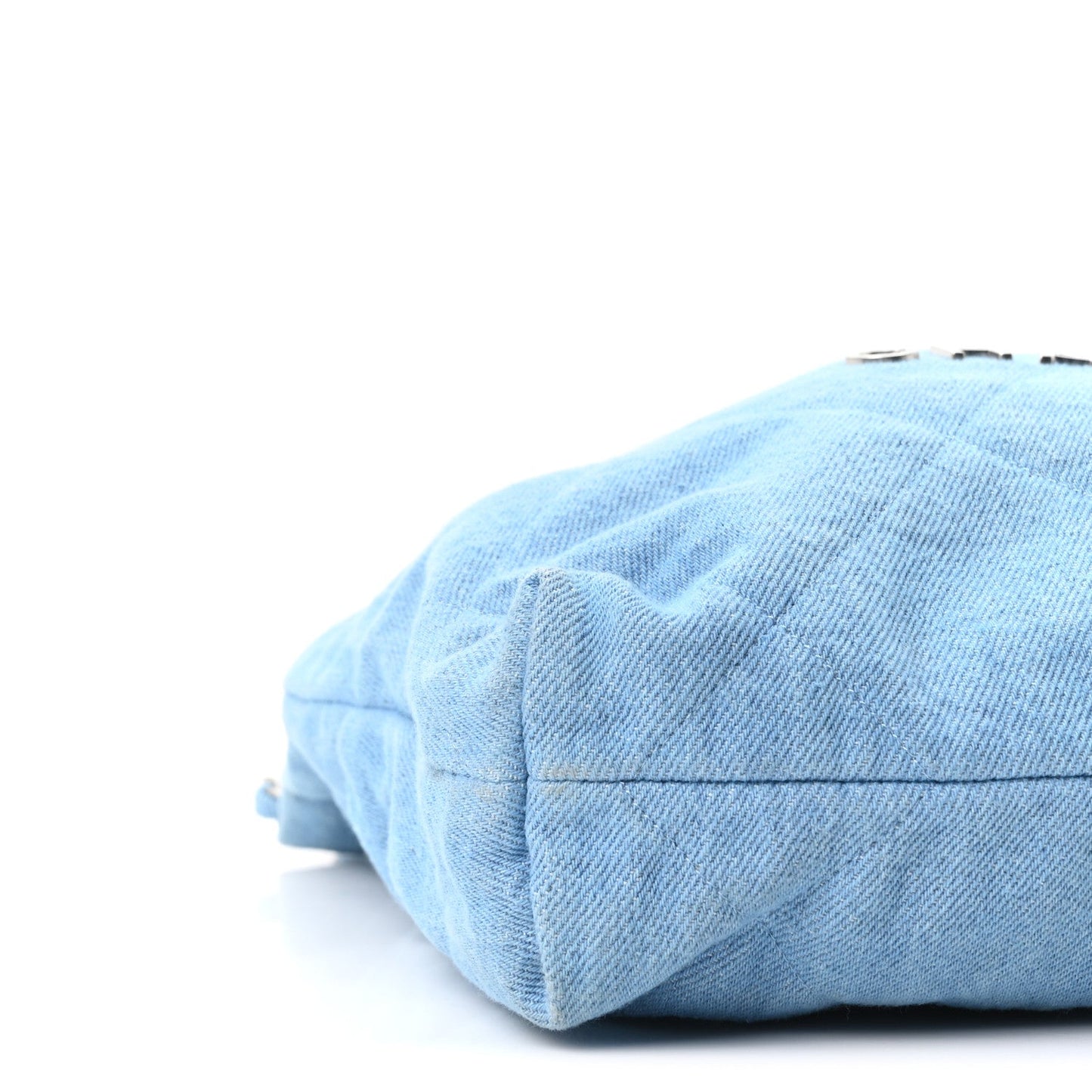 Denim Quilted Small Chanel 22 Light Blue