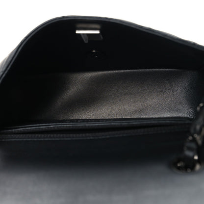 Pearly Lambskin Quilted Mini Rectangular Flap So Black