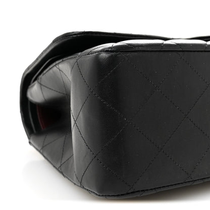 Lambskin Quilted Jumbo Double Flap Black