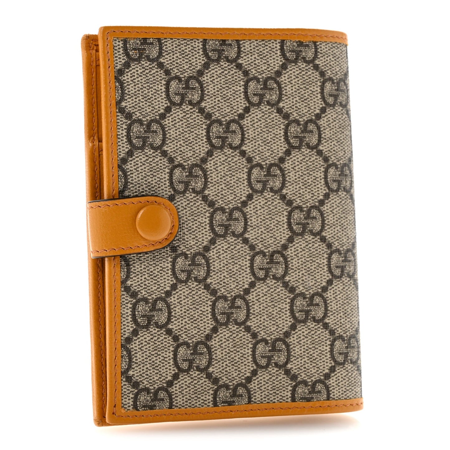 GG Supreme Monogram Textured Calfskin Retro Interlocking G Passport Case Beige Yellow