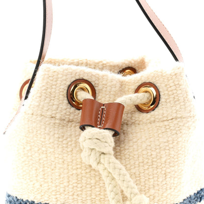 Plein Soleil Textile Calfskin Teen Drawstring Bag Cream Blue
