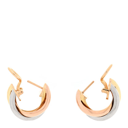 18K Pink Yellow White Gold Classic Trinity Hoop Earrings