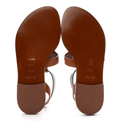 Calfskin Game On Playful Flat Sandals 37.5 Brown