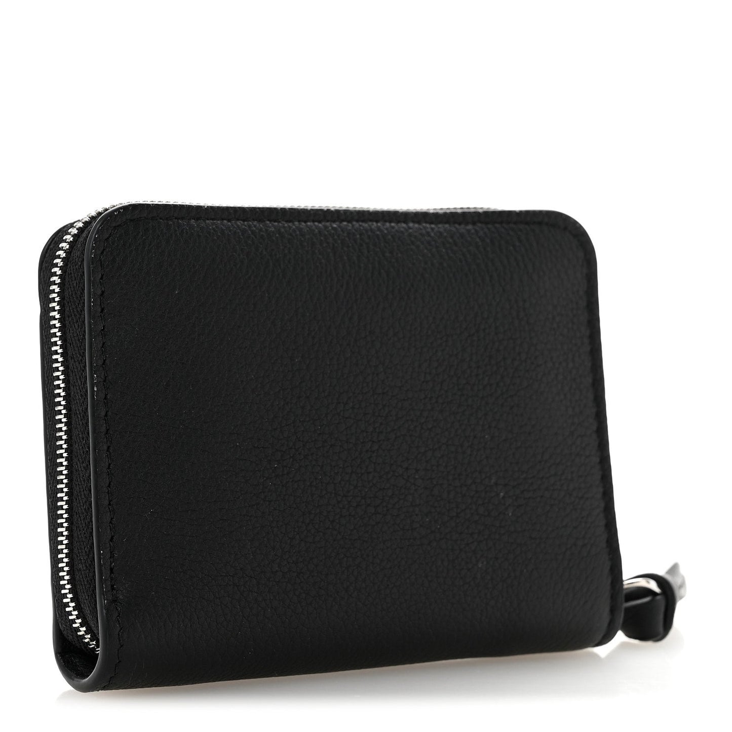 Calfskin Lockme Zippy Coin Purse Black