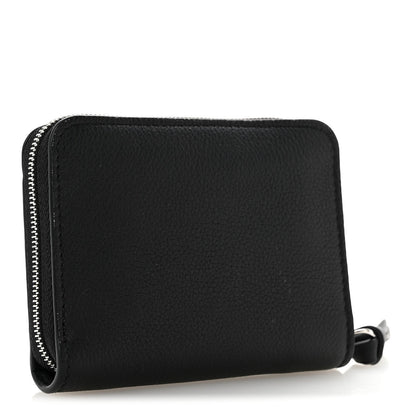 Calfskin Lockme Zippy Coin Purse Black