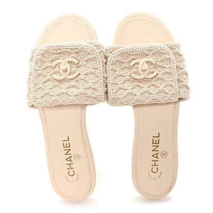 Crochet CC Mules Sandals 38.5 Beige