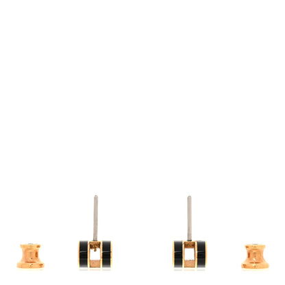Rose Gold Lacquered Mini Pop H Earrings Black