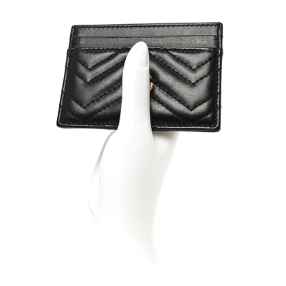 Calfskin Matelasse GG Marmont Card Holder Black