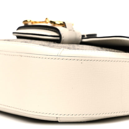 GG Supreme Monogram Web Mini Horsebit 1955 Shoulder Bag Beige Mystic White