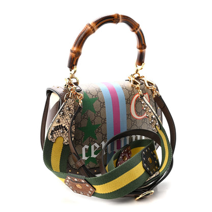 GG Supreme Monogram Studded Calfskin 100 Centennial Geometric Medium Bamboo 1947 Top Handle Bag Beige Ebony Multicolor