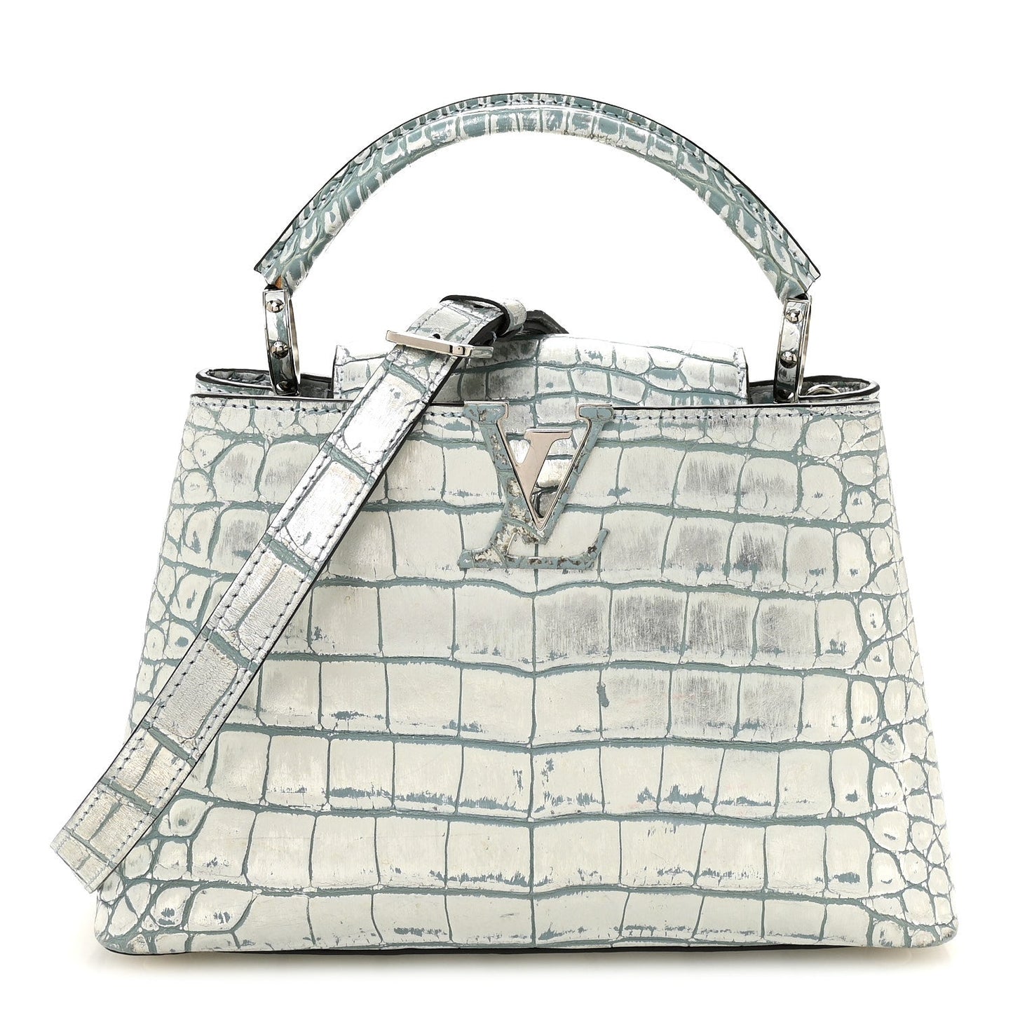 Alligator Capucines BB Blue Silver