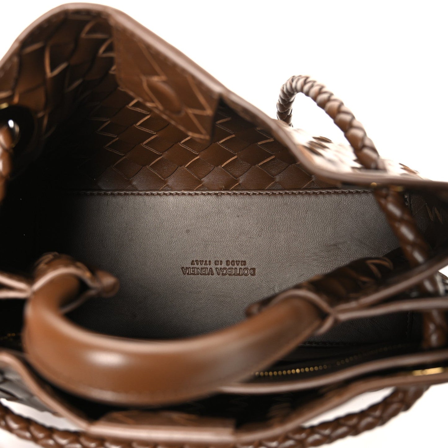 Nappa Intrecciato Small Andiamo Shoulder Bag Nocciola