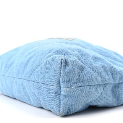 Denim Quilted Small Chanel 22 Light Blue