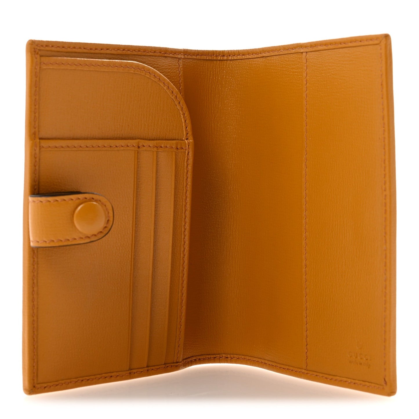 GG Supreme Monogram Textured Calfskin Retro Interlocking G Passport Case Beige Yellow