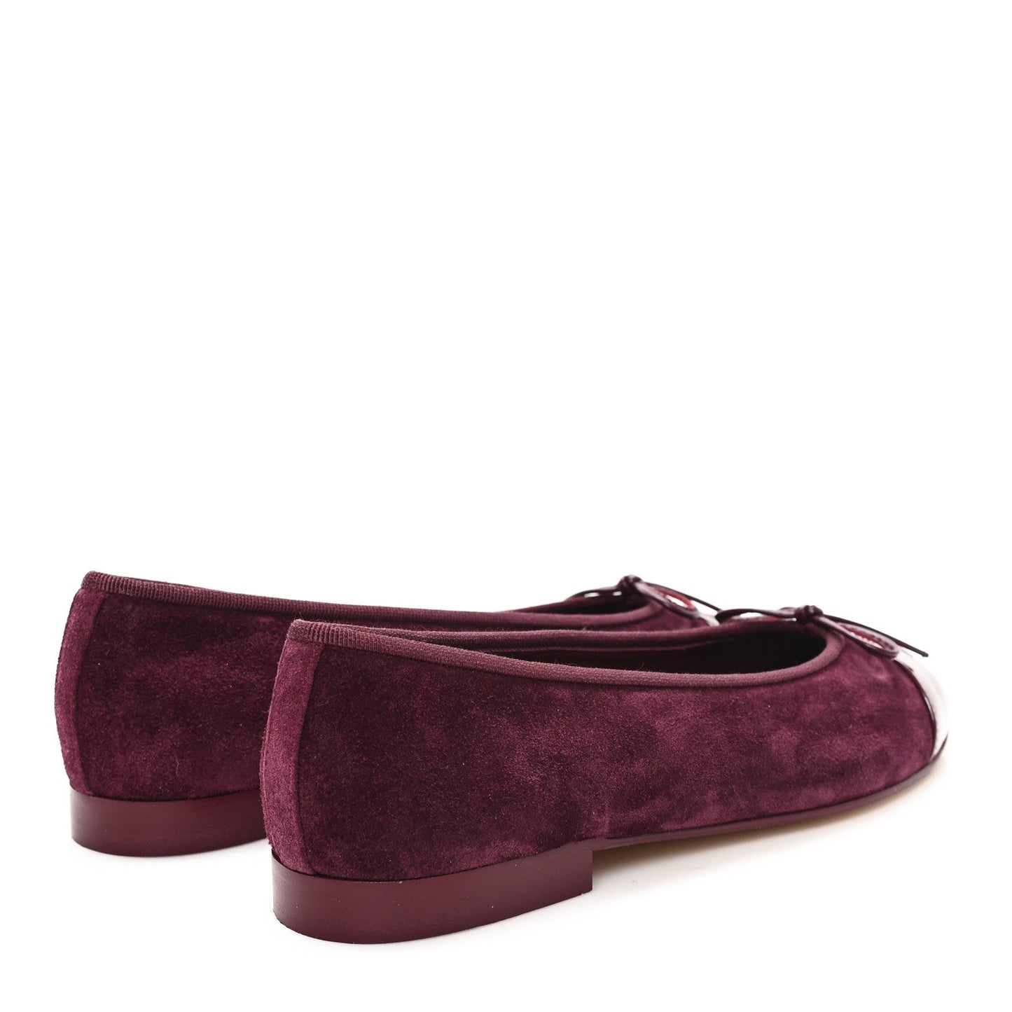 Suede Patent Cap Toe CC Ballerina Flats 37.5 Burgundy