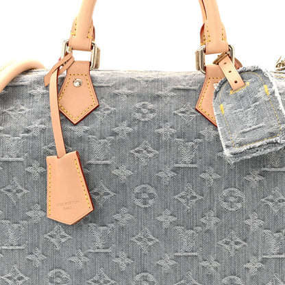 Monogram Denim Speedy Soft 30 Washed Gray