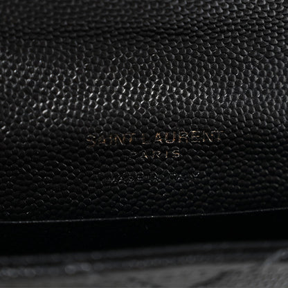 Grain De Poudre Matelasse Chevron Small Monogram Envelope Wallet Black