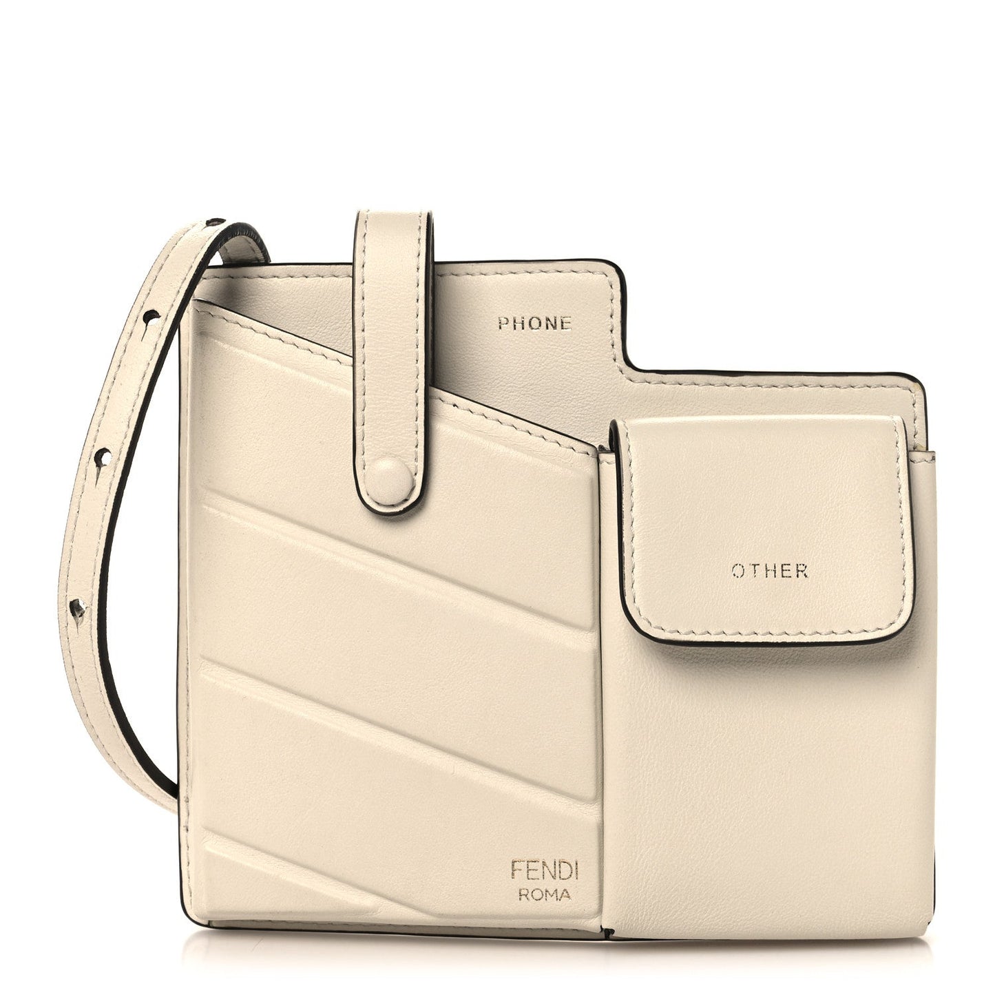 Vitello Grace Matte Two Pocket Mini Crossbody White Ice