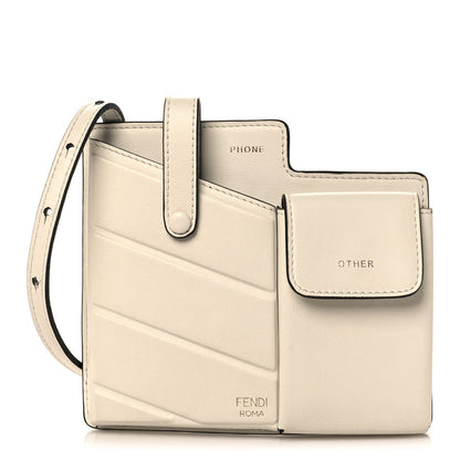 Vitello Grace Matte Two Pocket Mini Crossbody White Ice