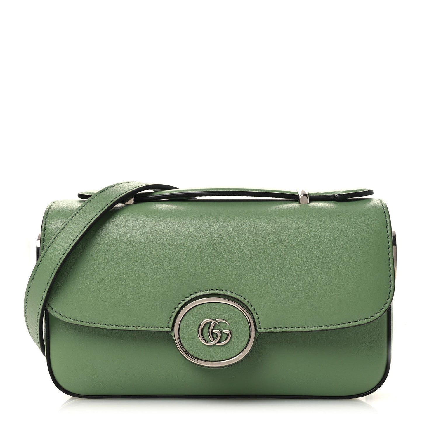 Senna Calfskin Petite GG Top Handle Shoulder Bag Green Soil Grass