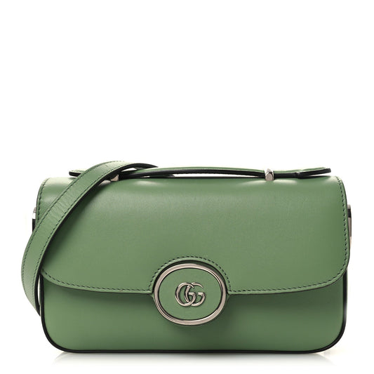 Senna Calfskin Petite GG Top Handle Shoulder Bag Green Soil Grass