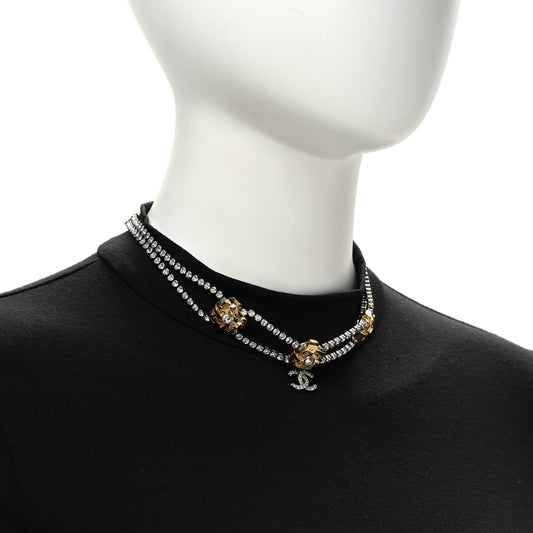 Metal Crystal CC Logo Choker Necklace Gold