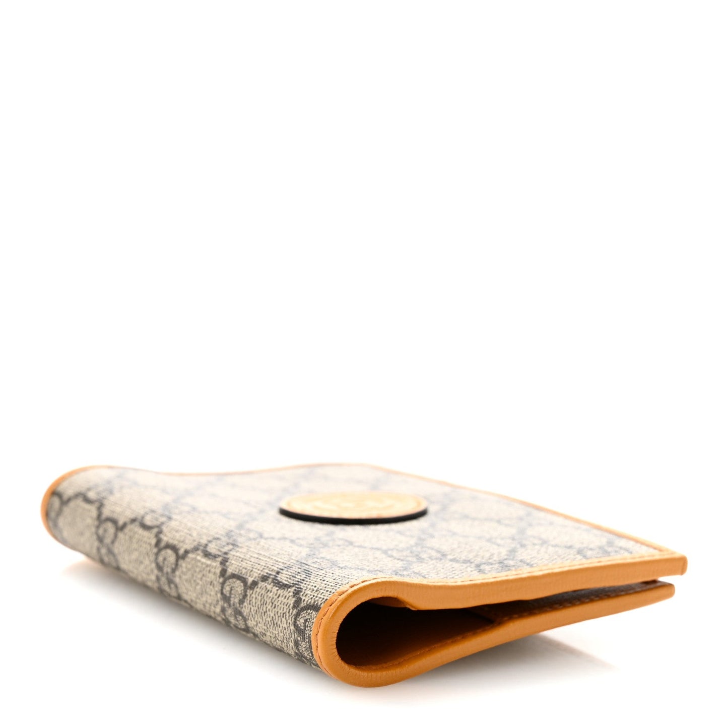 GG Supreme Monogram Textured Calfskin Retro Interlocking G Passport Case Beige Yellow
