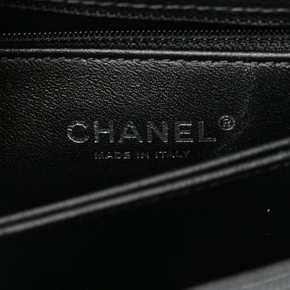 Caviar Lizard Embossed Quilted Mini Coco Handle Flap Black