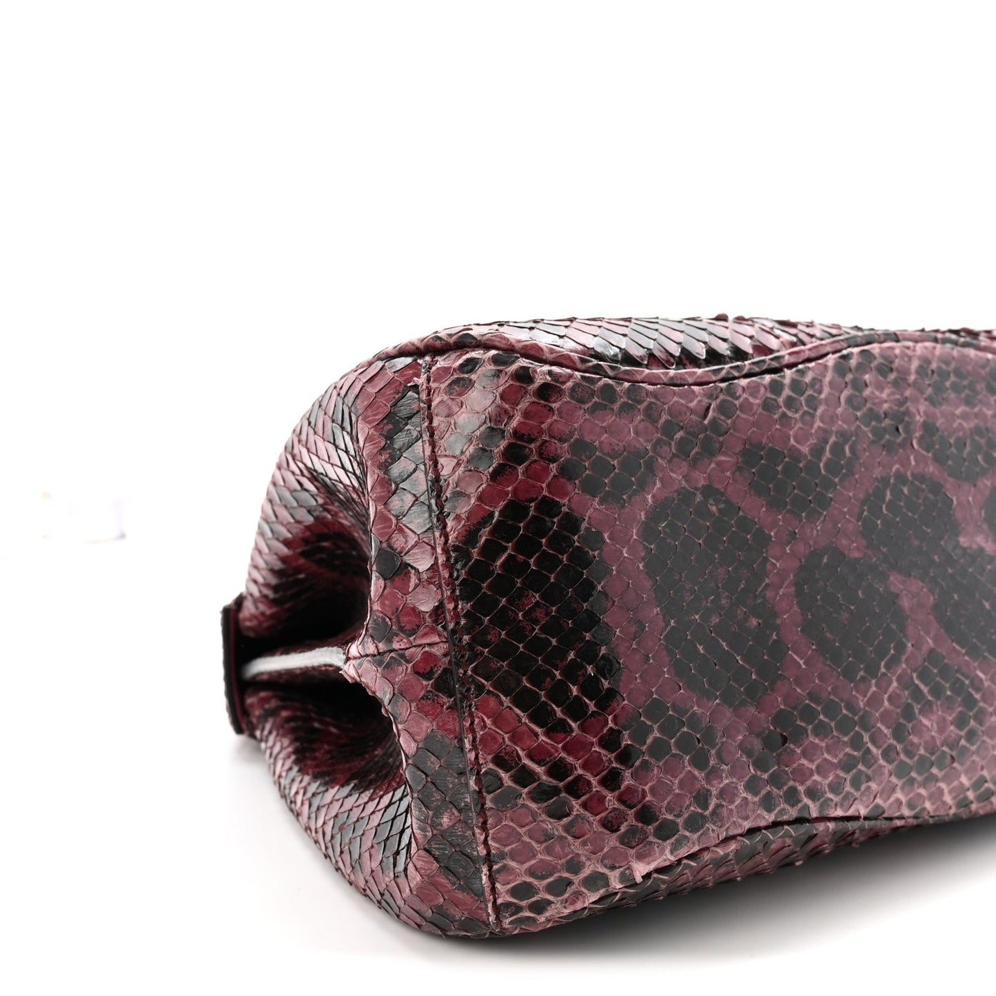 Snakeskin Bamboo Medium Lady Lock Top Handle Bag Purple
