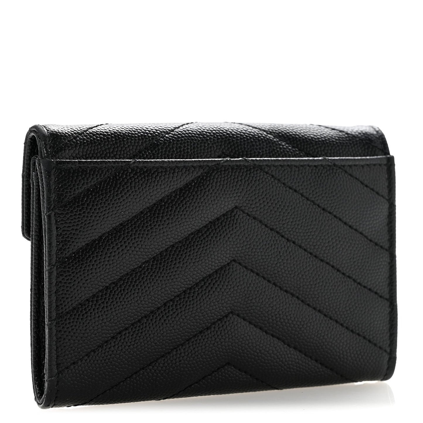 Grain De Poudre Matelasse Chevron Small Monogram Envelope Wallet Black