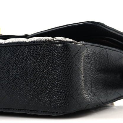 Caviar Quilted Medium Double Flap Black