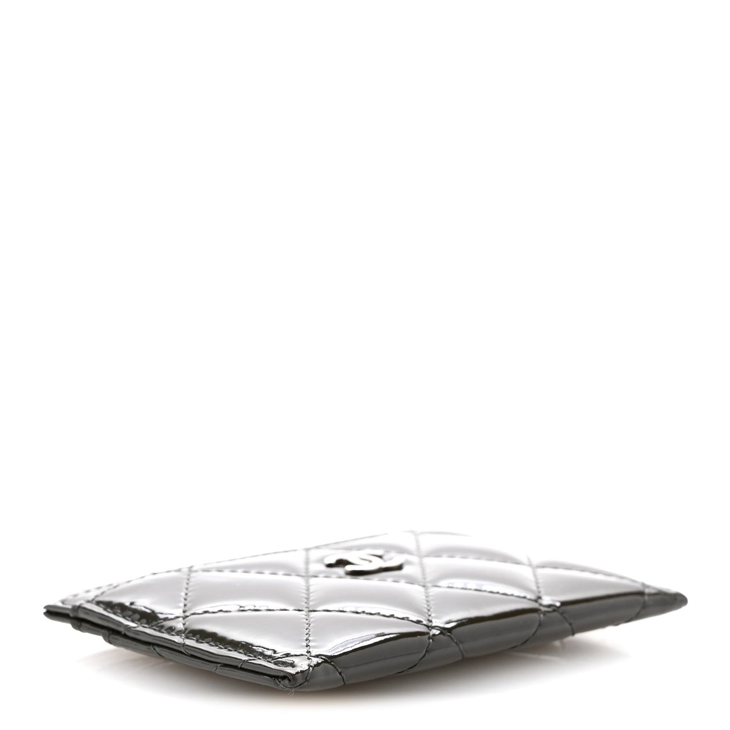 Patent Quilted Card Holder Dark Grey